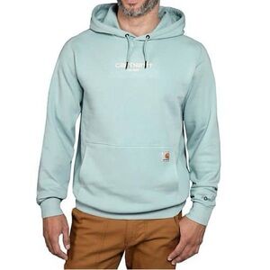 CARHARTT FORCE® RELAXED FIT LIGHTWEIGHT LOGO GRAPHIC HOODIE, SURF BLUE